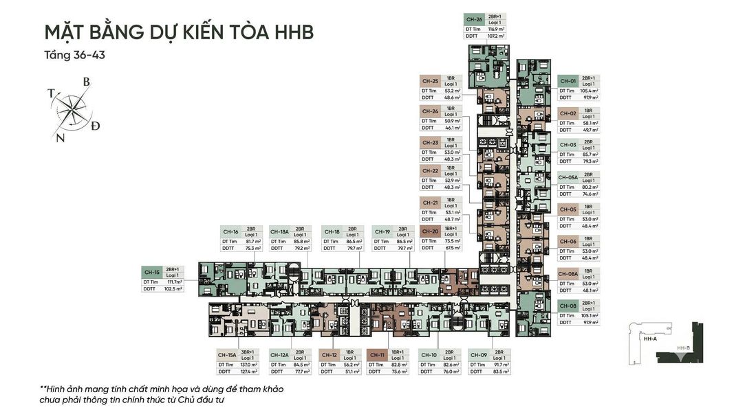 Mặt bằng dự kiến tòa HHB