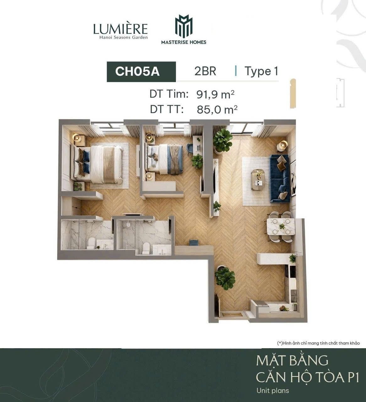 CH05A 2BR tòa P1